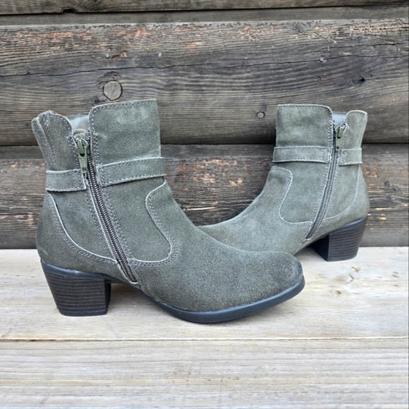 Earth Origins NEW!! Tori Olive Suede, Western, Block Heel, Comfort Bootie 8M - Picture 4 of 16